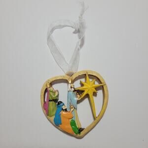 Heart Shaped Wise Men Nativity Christmas Ornament
